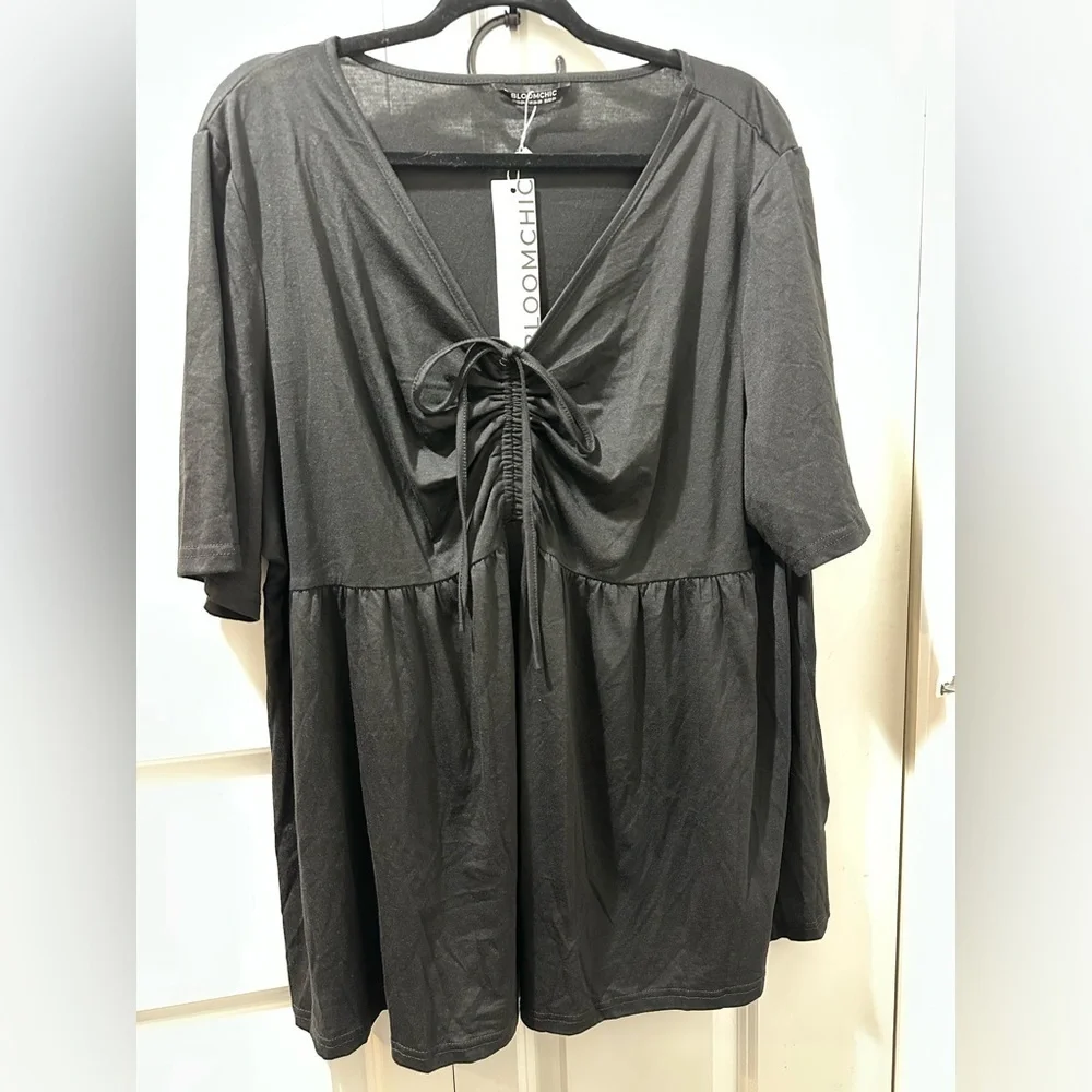 Bloomchic Plus Size Solid Drawstring Ruched Knit Top - Picture 6 of 8